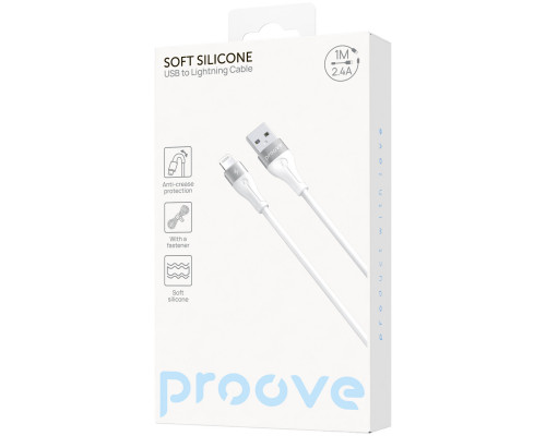 Кабель Proove Soft Silicone USB to Lightning 2.4A (1m) White (CCSO20001102)
