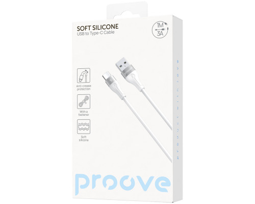 Кабель Proove Soft Silicone USB to Type-C 3A (1m) White (CCSO20001202)