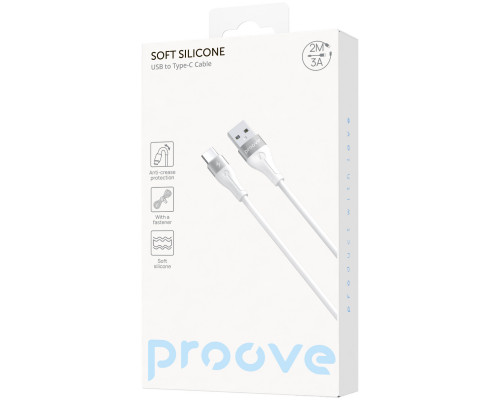Кабель Proove Soft Silicone USB to Type-C 3A (2m) White (CCSO20001222)