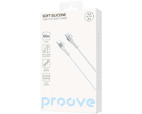 Кабель Proove Soft Silicone Type-C to Type-C 60W (1m) White (CCSO60002202)
