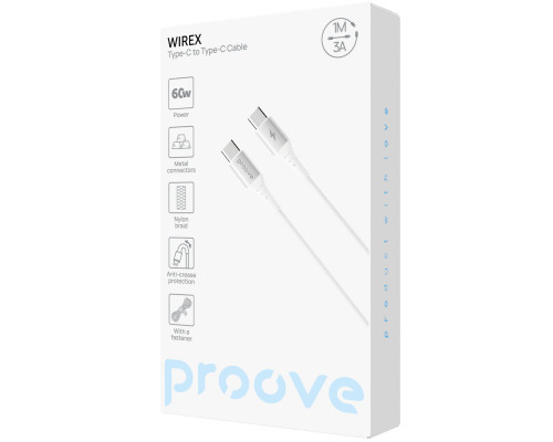 Кабель Proove WireX Type-C to Type-C 60W (1m) White (CCWX60002202)