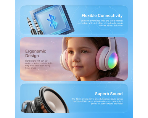Беспроводные наушники Proove Kids LumiCat (APP) Blue/Pink (HPLC0001AP26)