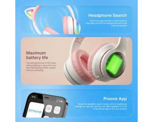 Беспроводные наушники Proove Kids LumiCat (APP) Blue/Pink (HPLC0001AP26)