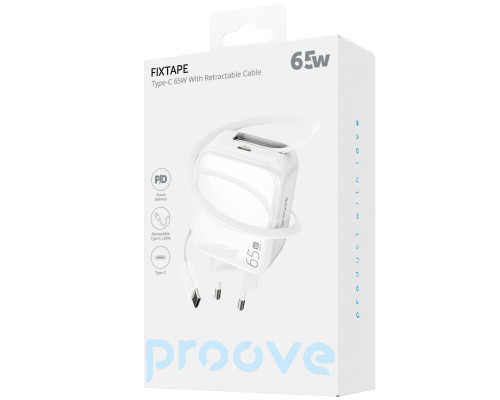 Сетевое зарядное устройство Proove Fixtape GaN 65W (Type-C) White (WCFP65010202)