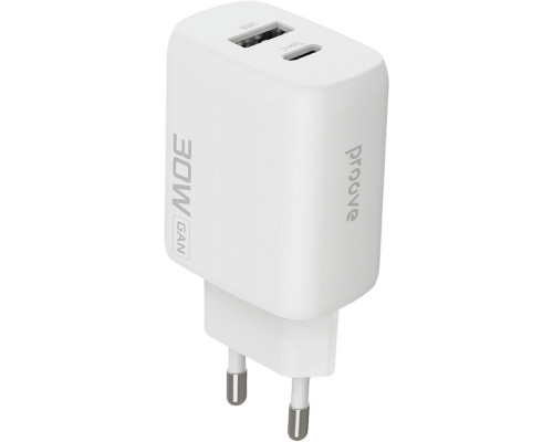 Сетевое зарядное устройство Proove Silicone Power 2 30W (Type-C + USB) White (WCSP23110002)
