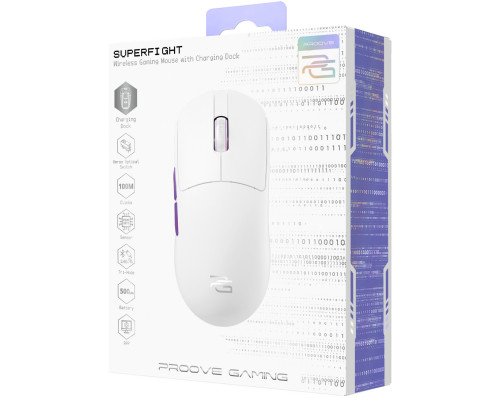 Беспроводная игровая мышь Proove Gaming Superfight Wireless with charging dock White/Purple (WMSW00122002)
