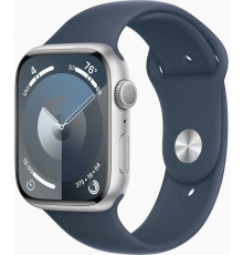 Apple Watch Series 9 GPS 45mm Silver Aluminium with Storm Blue Sport Band M/L (MR9E3)