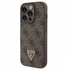 Чехол Guess Leather 4G Triangle Strass для iPhone 15 Pro Max Brown (GUHCP15XP4TDPW)