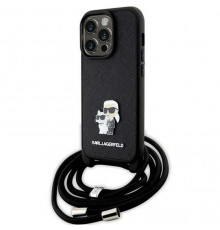 Чехол Karl Lagerfeld Crossbody Saffiano Metal Pin Karl & Choupette для iPhone 14 Pro Black (KLHCP14LSAKCPSK)
