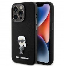 Чехол Karl Lagerfeld Silicone Ikonik Metal Pin для iPhone 15 Pro Black (KLHCP15LSMHKNPK)