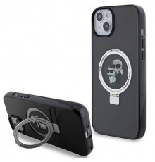 Чехол Karl Lagerfeld Ring Stand Karl & Choupettte для iPhone 15|14|13 Black with MagSafe (KLHMP14SHMRSKCK)
