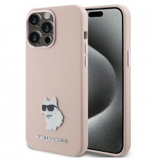 Чехол Karl Lagerfeld Silicone Choupette Metal Pin для iPhone 15 Pro Pink (KLHCP15LSMHCNPP)