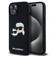 Чехол Karl Lagerfeld Silicone Karl & Choupette Head для iPhone 15 Pro Black with MagSafe (KLHMP15LSKCHPPLK)
