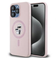 Чехол Karl Lagerfeld Silicone Karl & Choupette Ring для iPhone 15 Pro Pink with MagSafe (KLHMP15LSCMKCRHP)