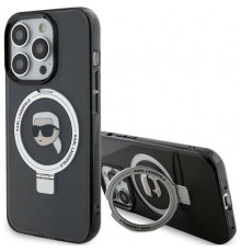 Чехол Karl Lagerfeld Ring Stand Karl Head для iPhone 15 Pro Max Black with MagSafe (KLHMP15XHMRSKHK)