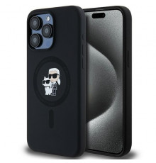 Чехол Karl Lagerfeld Silicone Karl & Choupette Ring для iPhone 15 Pro Max Black with MagSafe (KLHMP15XSCMKCRHK)