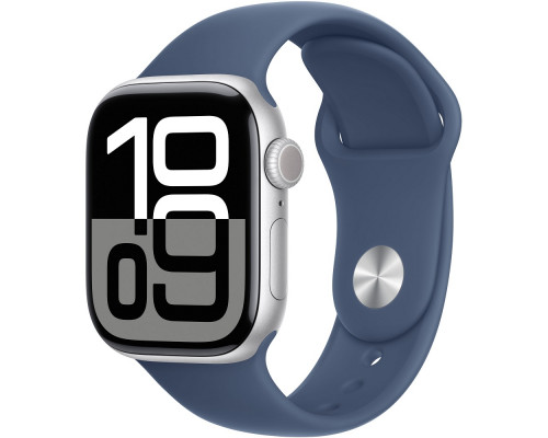 Смарт-годинник Apple Watch Series 10 GPS 46mm Silver Aluminium Case with Denim Sport Band - S/M (MWWL3QH/A)