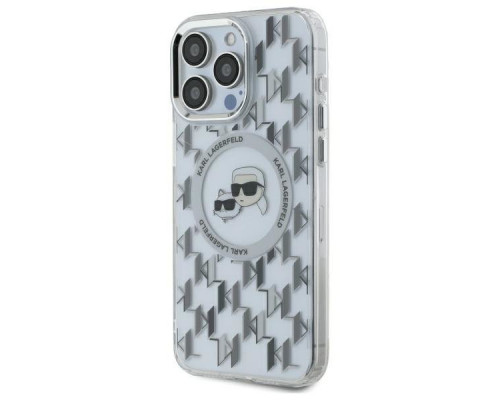 Чехол Karl Lagerfeld IML Monogram Karl & Choupette Head для iPhone 16 Pro Transparent with MagSafe (KLHMP16LHMCKMHT)