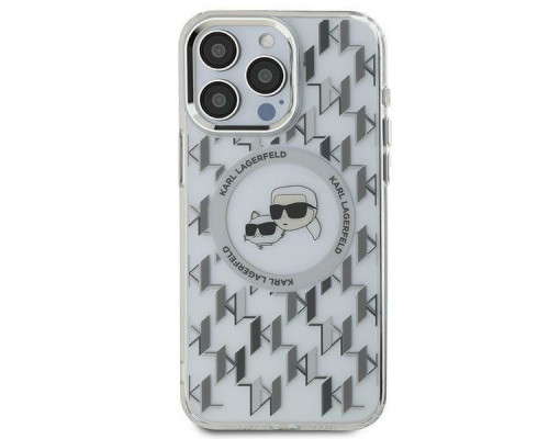 Чехол Karl Lagerfeld IML Monogram Karl & Choupette Head для iPhone 16 Pro Transparent with MagSafe (KLHMP16LHMCKMHT)