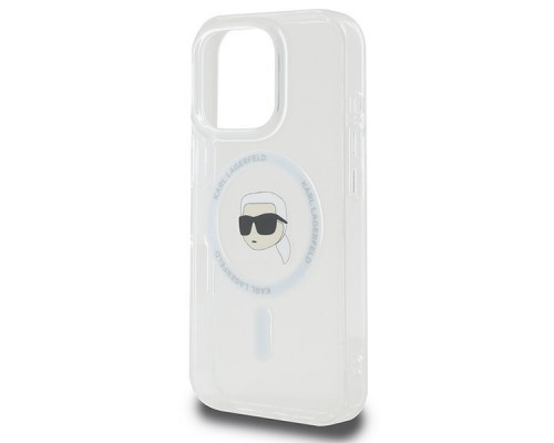 Чехол Karl Lagerfeld IML Metal Karl Head для iPhone 16 Pro Max White with MagSafe (KLHMP16XHLSKIH)