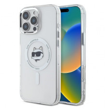 Чехол Karl Lagerfeld IML Metal Choupette Head для iPhone 16 Pro Max White with MagSafe (KLHMP16XHLSCHH)