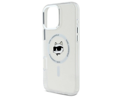 Чехол Karl Lagerfeld IML Metal Choupette Head для iPhone 16 Pro Max White with MagSafe (KLHMP16XHLSCHH)