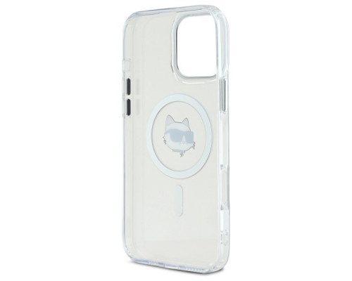 Чехол Karl Lagerfeld IML Metal Choupette Head для iPhone 16 Pro Max White with MagSafe (KLHMP16XHLSCHH)