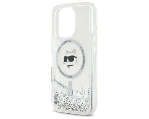 Чохол Karl Lagerfeld Liquid Glitter Choupette Head для iPhone 16 Pro Transparent with MagSafe (KLHMP16LLGCHSGH)
