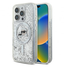 Чехол Karl Lagerfeld Liquid Glitter Karl & Choupette Head для iPhone 16 Pro Transparent with MagSafe (KLHMP16LLGKCSGH)