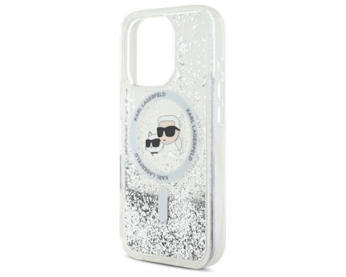 Чохол Karl Lagerfeld Liquid Glitter Karl & Choupette Head для iPhone 16 Pro Transparent with MagSafe (KLHMP16LLGKCSGH)