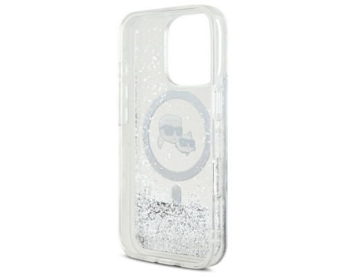 Чохол Karl Lagerfeld Liquid Glitter Karl & Choupette Head для iPhone 16 Pro Transparent with MagSafe (KLHMP16LLGKCSGH)