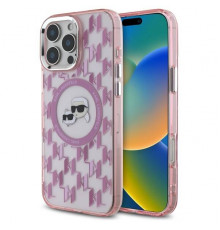 Чехол Karl Lagerfeld IML Monogram Karl & Choupette Head для iPhone 16 Pro Max Pink with MagSafe (KLHMP16XHMCKMHP)