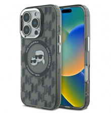 Чехол Karl Lagerfeld IML Monogram Karl & Choupette Head для iPhone 16 Pro Max Black with MagSafe (KLHMP16XHMCKMHK)