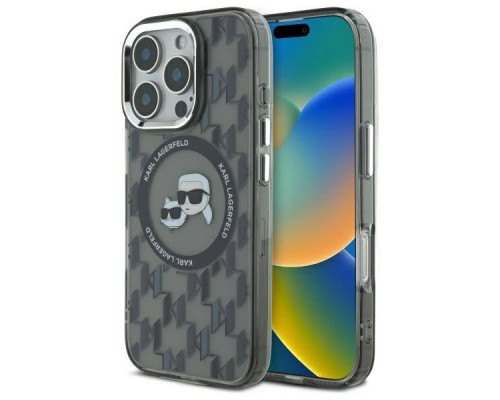 Чехол Karl Lagerfeld IML Monogram Karl & Choupette Head для iPhone 16 Pro Max Black with MagSafe (KLHMP16XHMCKMHK)
