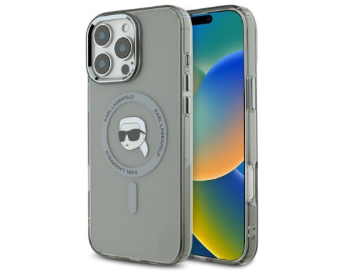 Чехол Karl Lagerfeld IML Metal Karl Head для iPhone 16 Pro Max Black with MagSafe (KLHMP16XHLSKIK)