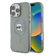 Чехол Karl Lagerfeld IML Metal Karl Head для iPhone 16 Pro Black with MagSafe (KLHMP16LHLSKIK)