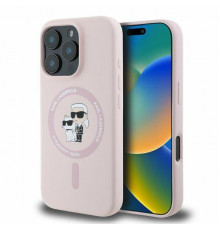 Чехол Karl Lagerfeld Silicone Karl & Choupette Ring для iPhone 16 Pro Max Pink with MagSafe (KLHMP16XSCMKCRHP)