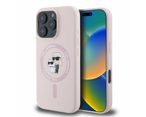 Чехол Karl Lagerfeld Silicone Karl & Choupette Ring для iPhone 16 Pro Max Pink with MagSafe (KLHMP16XSCMKCRHP)
