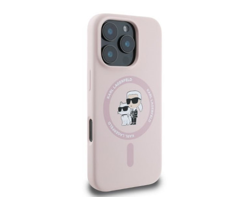 Чехол Karl Lagerfeld Silicone Karl & Choupette Ring для iPhone 16 Pro Max Pink with MagSafe (KLHMP16XSCMKCRHP)