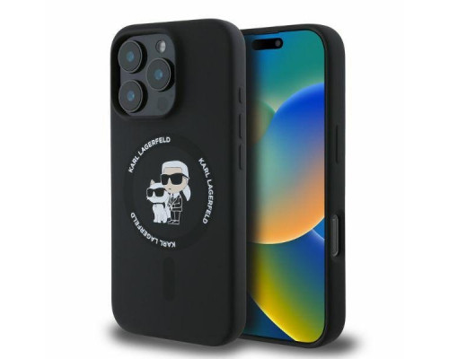Чехол Karl Lagerfeld Silicone Karl & Choupette Ring для iPhone 16 Pro Max Black with MagSafe (KLHMP16XSCMKCRHK)
