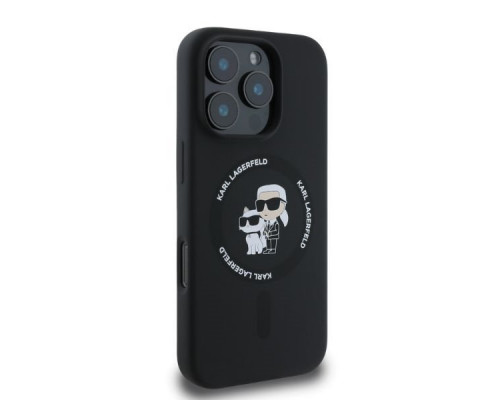 Чехол Karl Lagerfeld Silicone Karl & Choupette Ring для iPhone 16 Pro Max Black with MagSafe (KLHMP16XSCMKCRHK)