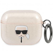 Чехол Karl Lagerfeld Glitter Karl's Head для AirPods 3 Gold (KLA3UKHGD)