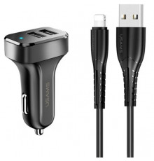 Автомобильное зарядное устройство Usams-NT U35 lightning 1M+ C13 2.USB