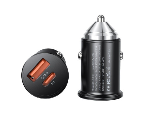 Автомобильное зарядное устройство XO-CC43 45W Black