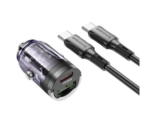 Автомобільний зарядний пристрій Borofone BZ29A PD/QC 36W Type-C/Type-C Purple