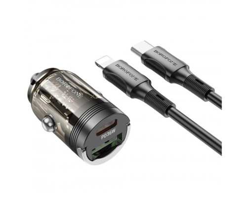 Автомобільний зарядний пристрій Borofone BZ29A PD/QC 36W Type-C/Lighttning Black