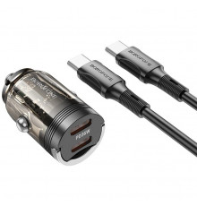 Автомобильное зарядное устройство Borofone BZ29B PD36W + Type-C to Type-C Transparent Black