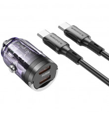 Автомобильное зарядное устройство Borofone BZ29B PD36W + Type-C to Type-C Transparent Purple