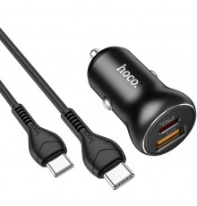 Автомобильное зарядное устройство Hoco NZ5 PD30W QC3.0 + Type-C to Type-C Black