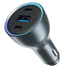 Автомобильное зарядное устройство Proove Super Charge 130W 2 Type-C + USB Metal Gray